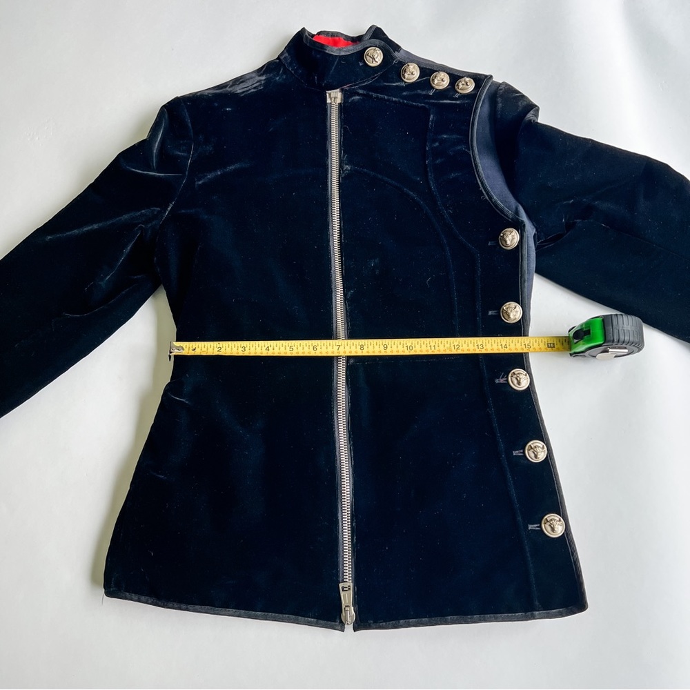 Vintage Jean Paul Gaultier Black Velvet Military Jacket S Eu 42 - Picture 12 of 13